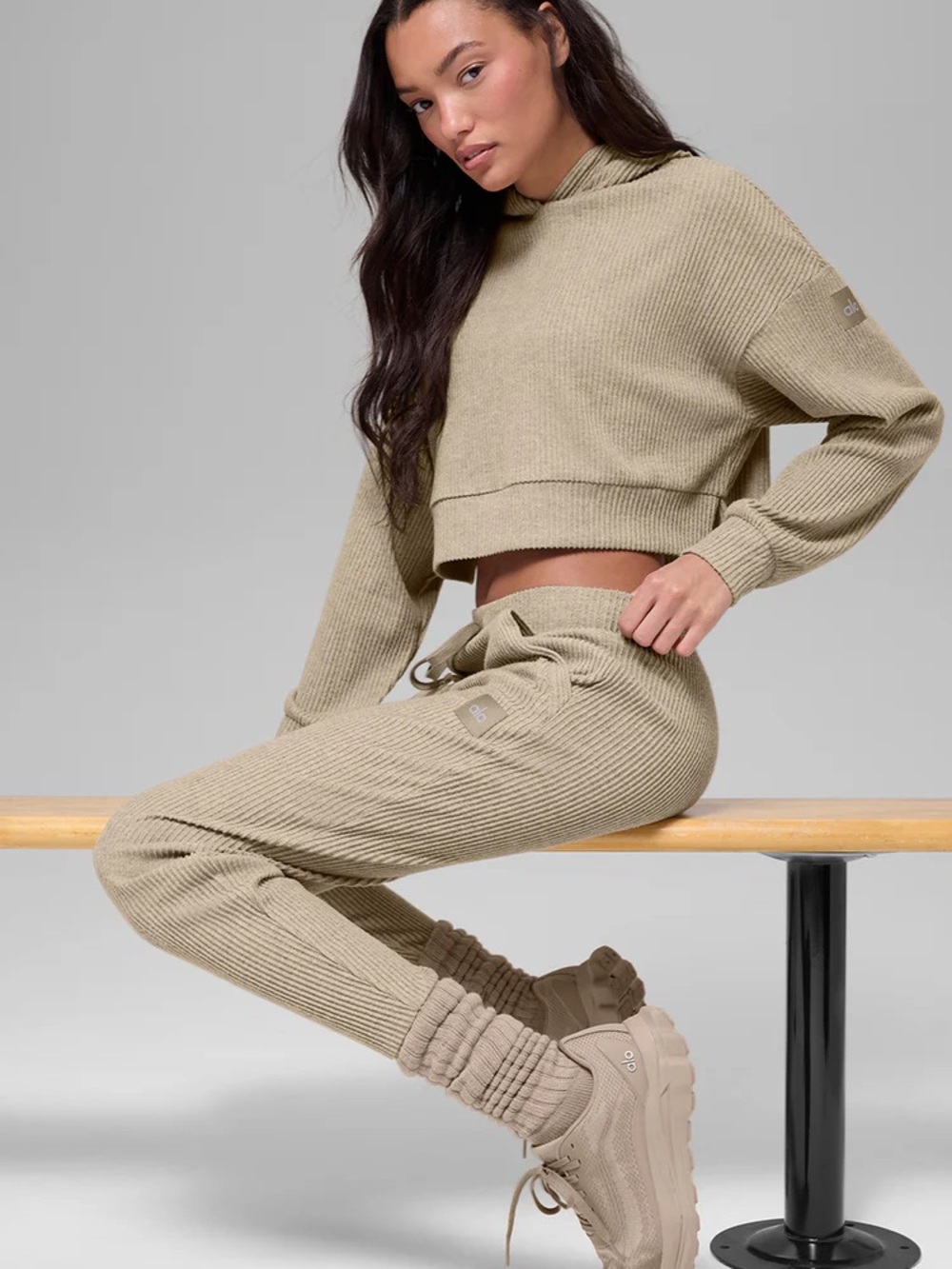 Cozy Ribbed Knit Loungeset - Taupe